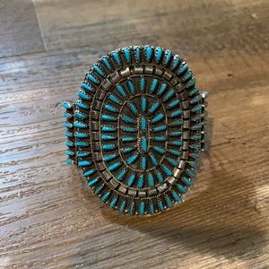 Petit point turquoise cuff